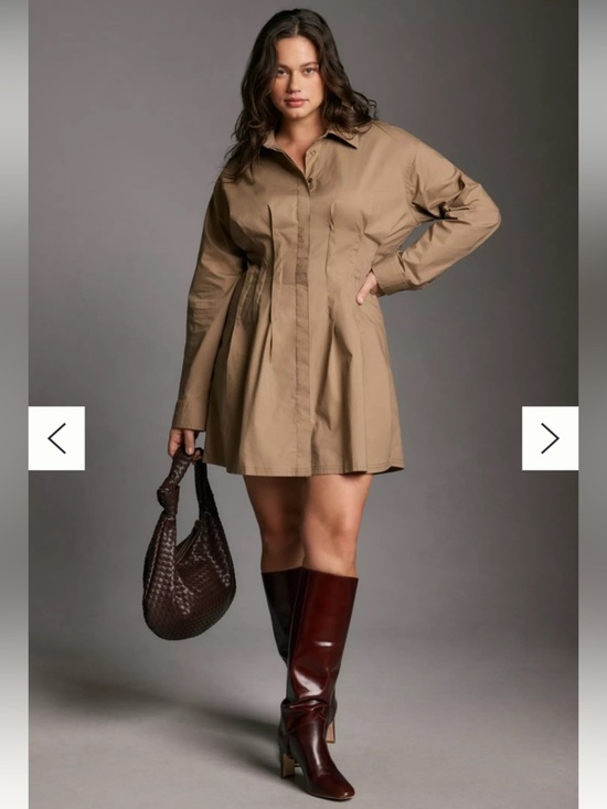Pilcro Dresses & Skirts - Pilcro‎ Pintuck Tan Mini Shirt Dress